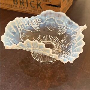 Northwood Grape & Cable Crimped Opalescent Footed Bowl